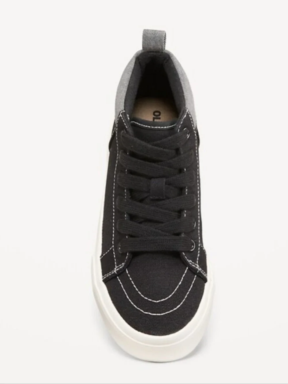 Old Navy Kids Black High-Top Canvas Sneakers with Gray Collar